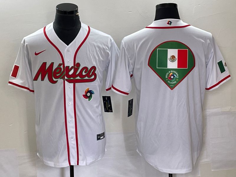 Men 2023 World Cub Mexico Blank White Nike MLB Jersey5->more jerseys->MLB Jersey